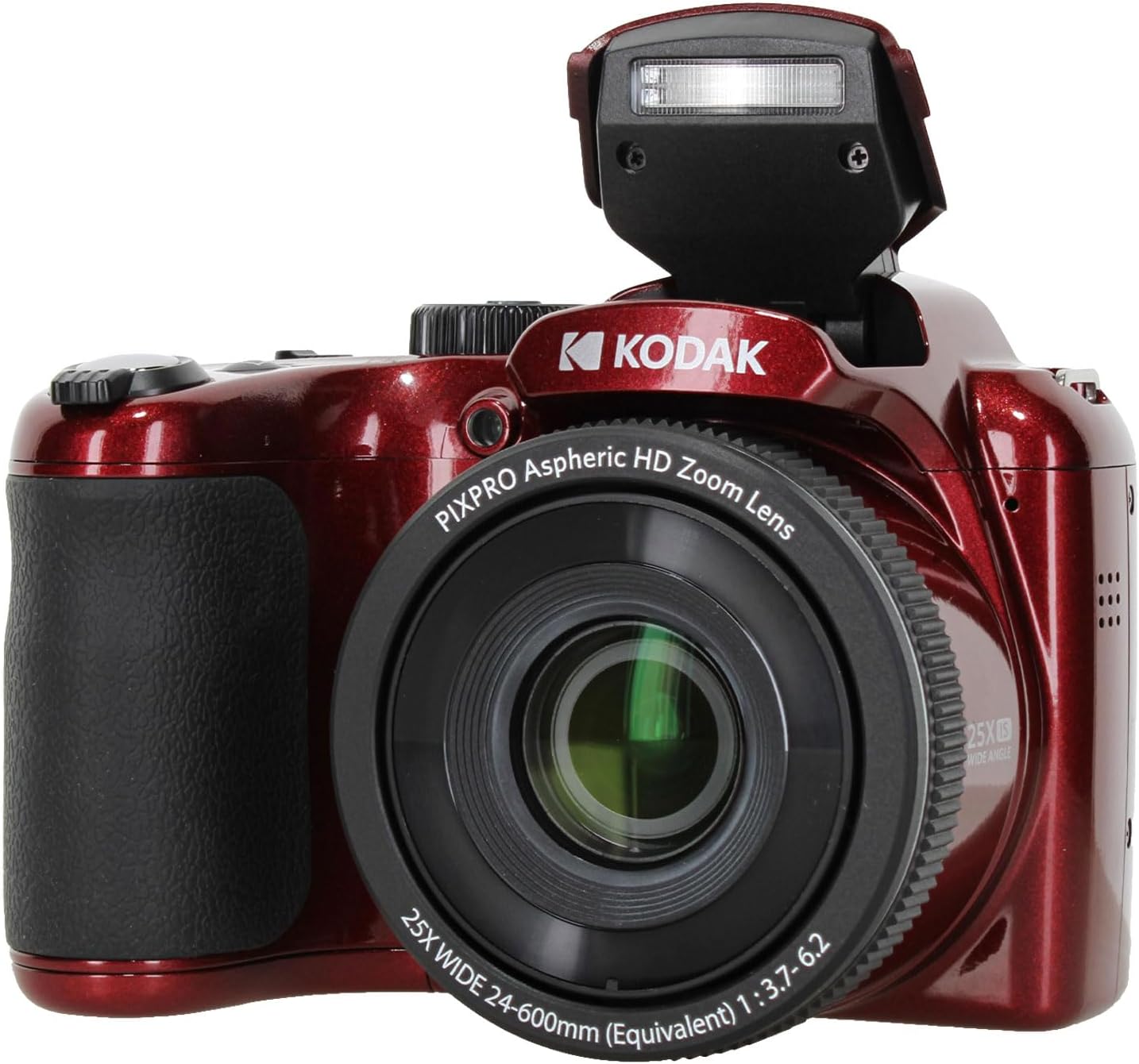 Kodak Pixpro AZ255 Digital Camera (AZ255RD) Bundle Including: 64 GB Memory Card, Rechargeable Batteries, Case, Neck Strap, Lens Caps, Full Cleaning Kit, Card Reader, Card Wallet, USB Cable, Cap Keeper