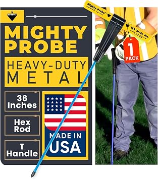 T&T Tools 36-Inch Mighty Probe Metal Soil Probe 3/8" Hex Rod - 1 Pack