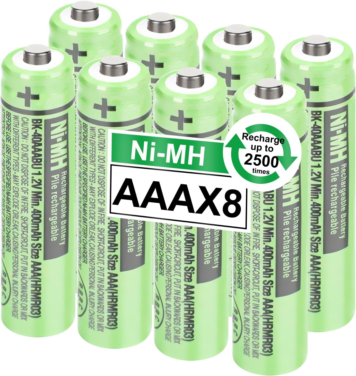 OSIM 8Pack BK-40AAABU Ni-MH AAA Rechargeable Batteries 400mah 1.2V AAA NI-MH Rechargeable Batteries for Panasonic Cordless Phones, Remote Controls, Electronics