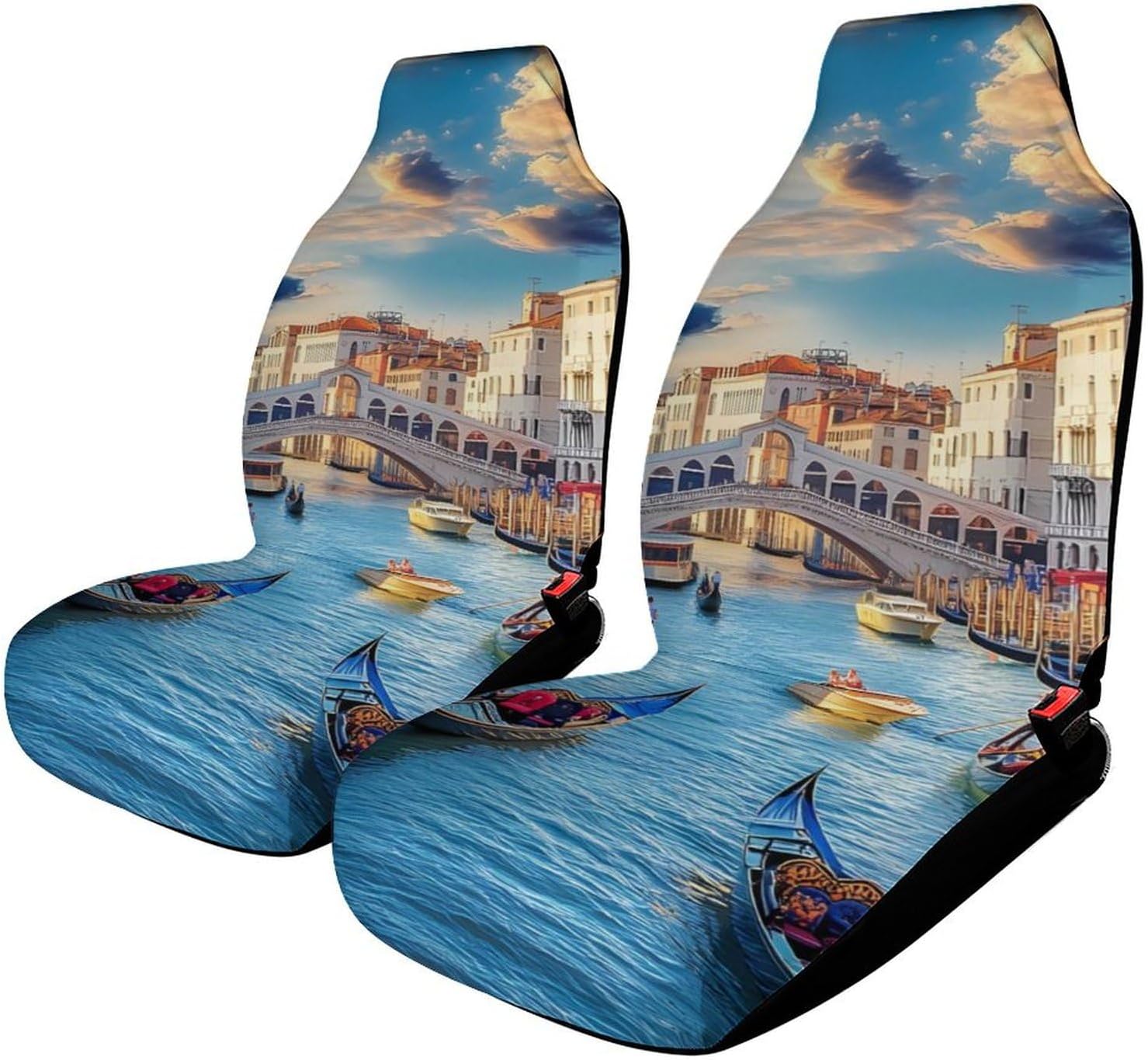Rialto Bridge and Gondolas in Venice Car Seat Covers Universal Car Front Seats Protector Auto Interior Accessories 2PCS