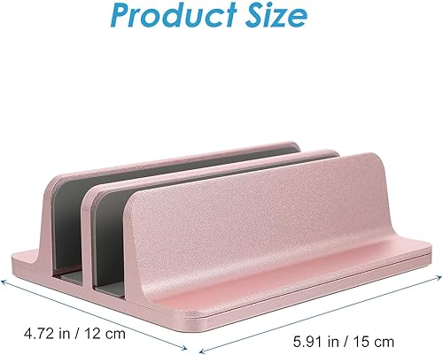 Miniatura 7 de NOLITOY Laptop Stand Vertical Dual-Slot Tablet Base Desk Bracket for Home Office Travel Rose Gold