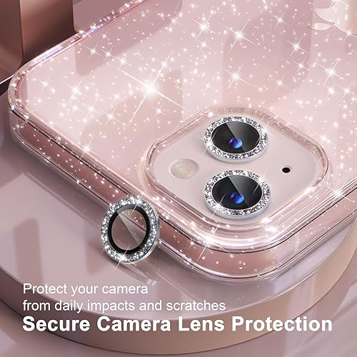 Miniatura 3 de Choiche Funda compatible con iPhone 13, funda brillante con purpurina para mujer, 2 protectores de lente de cámara de diamante cubierta protectora a
