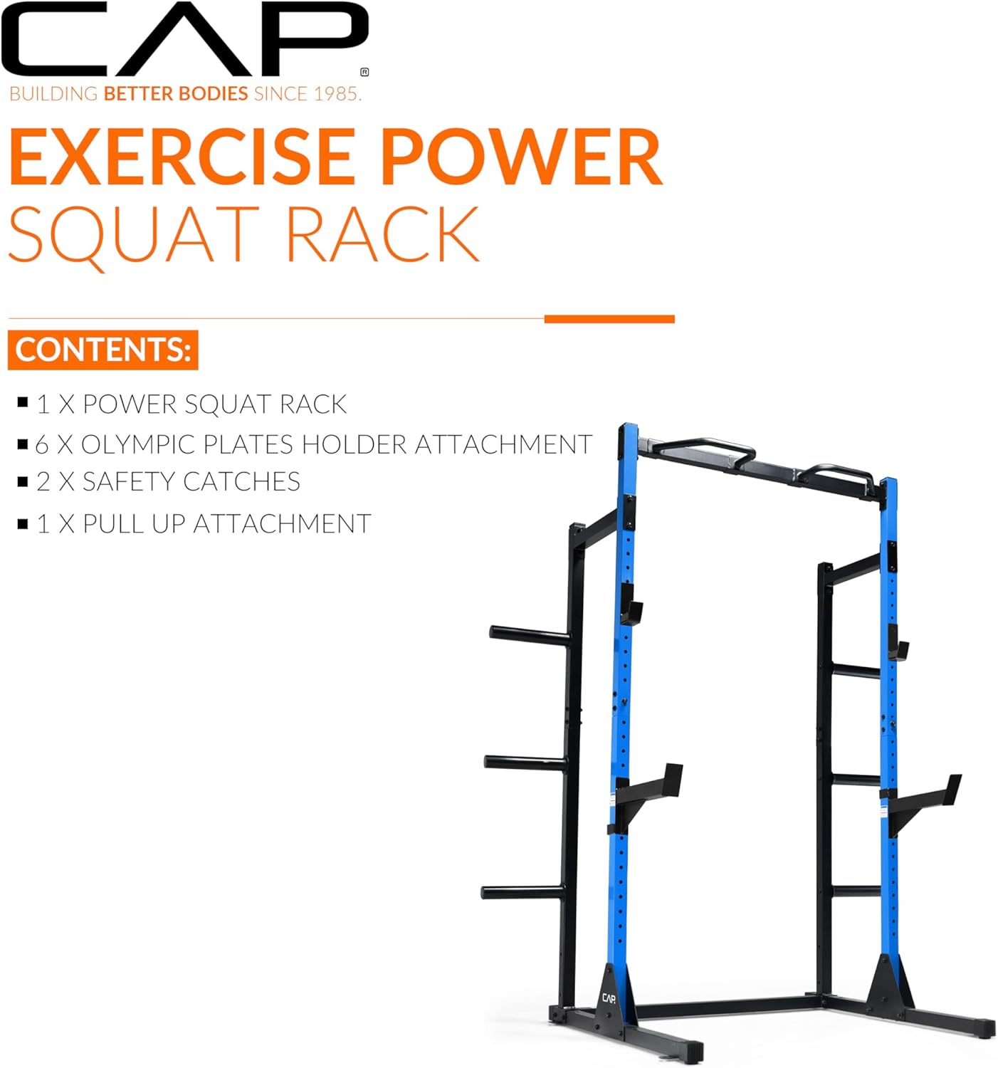 Cap Barbell Power Rack with Pull Up Bar & Attachments - Multiple Colors