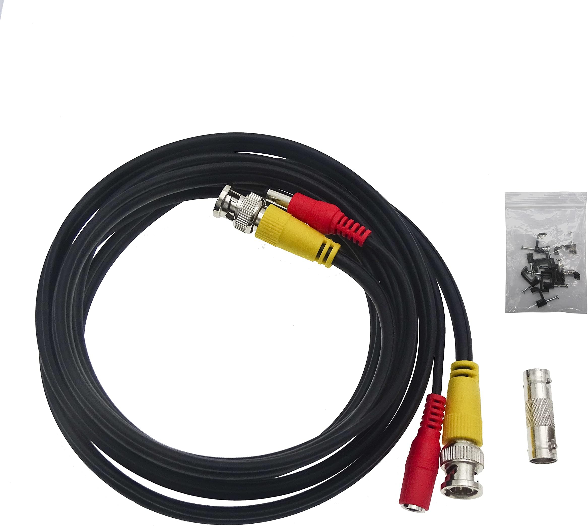 New Pre-Made All-in-One Siamese RG59 BNC Video and Power CCTV Security Camera Cable for HD AHD DVR SDI Camera Connection (RG 59 HD Cable, 1X6.6ft) (Black)