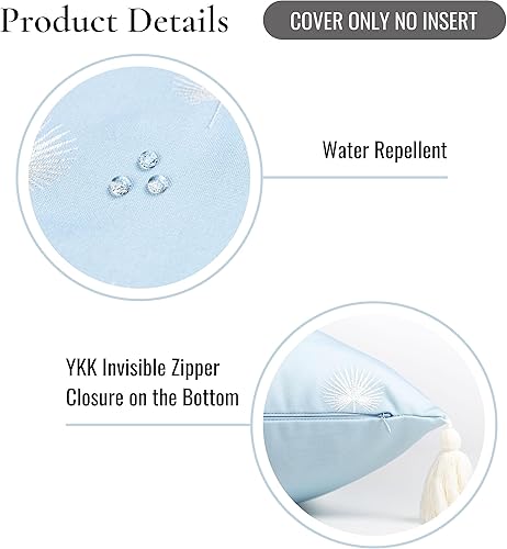 Miniatura 6 de Hofdeco Premium Coastal Hampton Style - Funda de almohada para patio interior y exterior, 18 x 18 pulgadas, repelente al agua de verano para patio