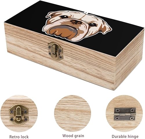 Miniatura 3 de Bonita caja de madera de Bulldog Inglés con tapa con bisagras, caja de recuerdo, caja de contenedor pequeño, regalo para joyería y almacenamiento
