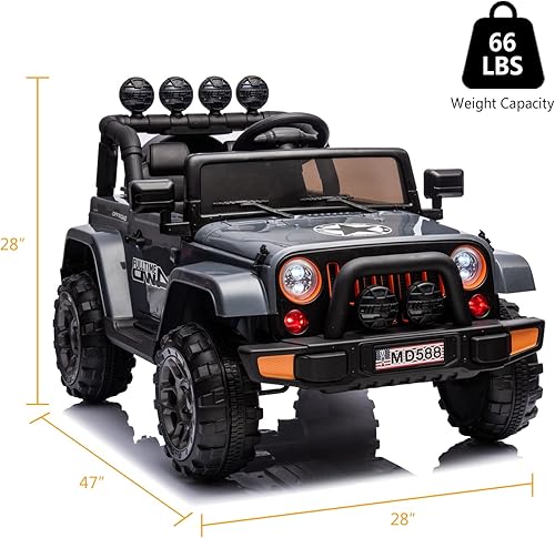 Miniatura 8 de IKON MOTORSPORTS Coche eléctrico para niños de 12 V con control remoto, calcomanías de bricolaje, 2 motores, luces LED, puertas de función completa,