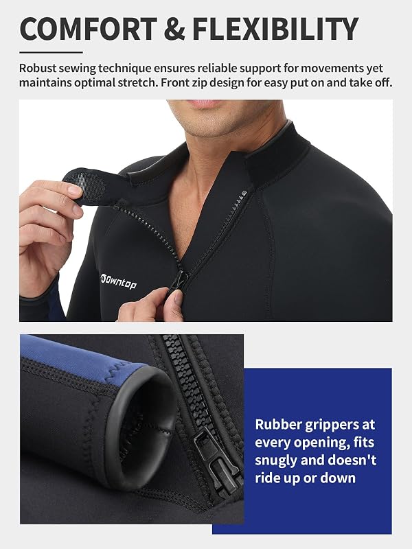 Owntop 3/2 mm neoprén wetsuit elöl cipzárral, nyújtható búvárkodási ruha férfiaknak és nőknek