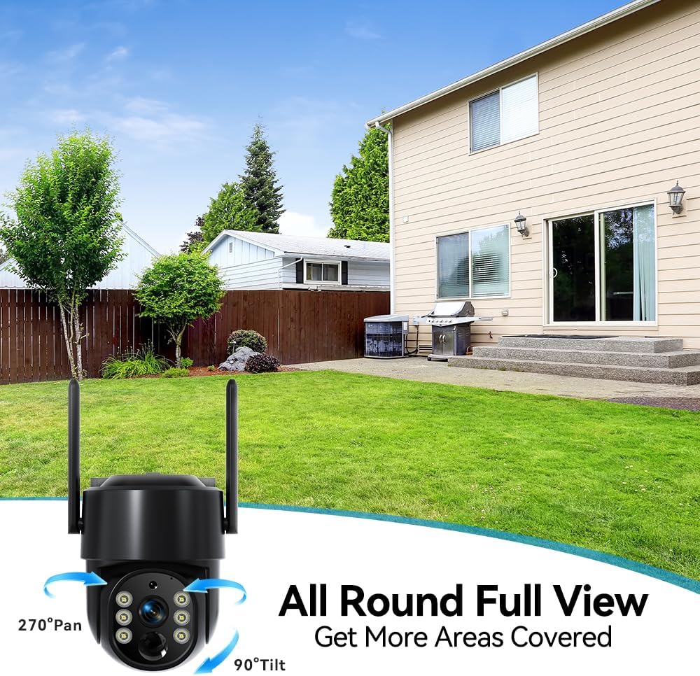 Solar Security Cameras Wireless Outdoor, 5G&2.4GHz Cameras for Home Security, 2K Solar Outdoor Camera, Color Night Vision, AI Human Detection, 2-Way Talk, Siren Alarms (Two) - Image 3