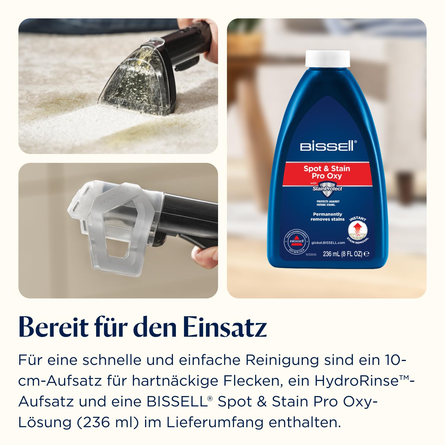 BISSELL SpotClean ProHeat Advanced Teppichreiniger und Polsterreiniger Gerät, Nasssauger und Waschsauger, 1125W Motor, kompakte Multiflächenreinigung, leistungsstark gegen Flecken, mit Kabel, 3924N
