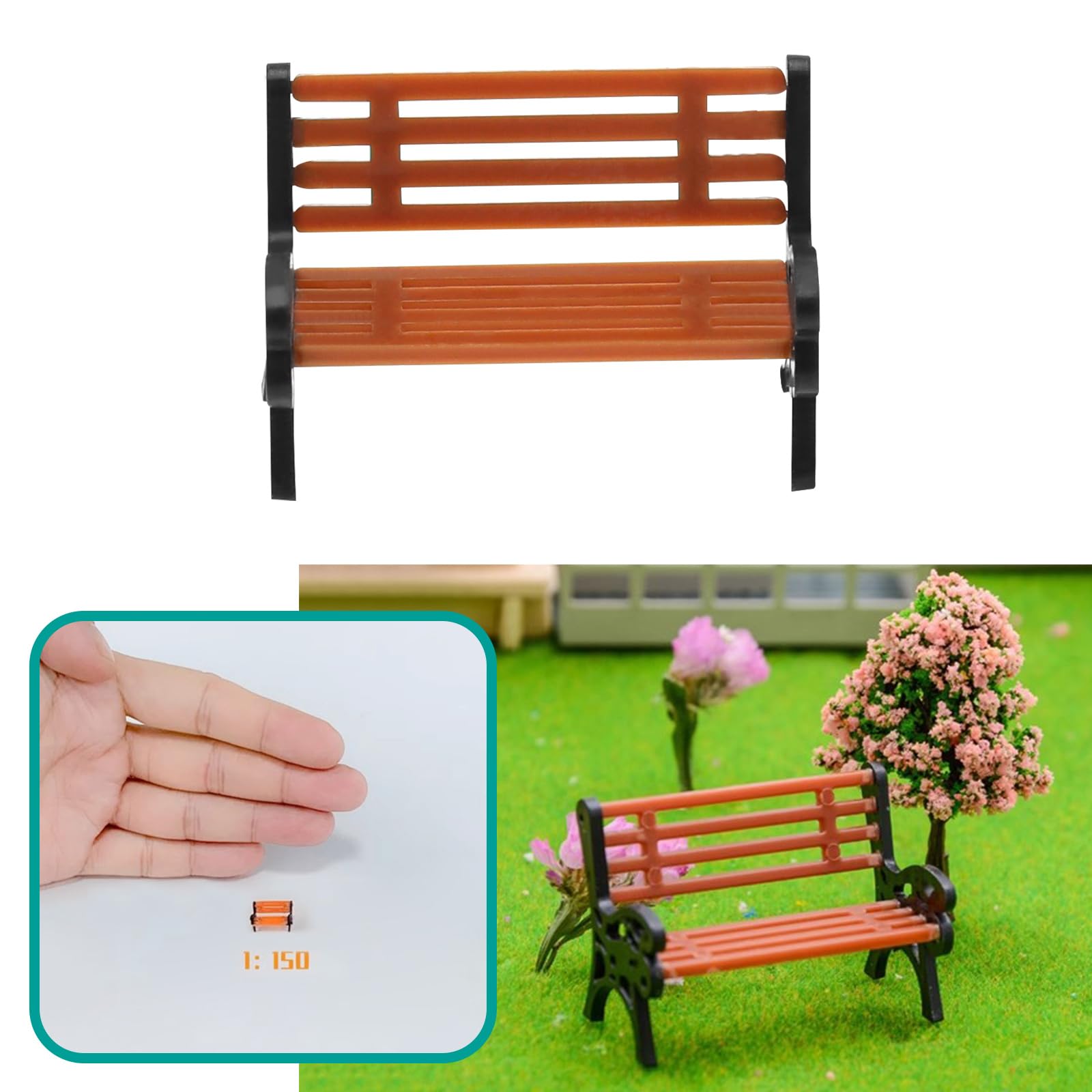 5-Piece Model Train Platform Bench Set – Park Street Seats, Scale 1:50, Plastic, For Diorama & Layouts