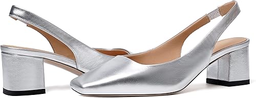 Miniatura 5 de FOGEENA Zapatos de tacón bajo de cuero grueso y liso para mujer, con puntera cuadrada, sexy, de 2 pulgadas