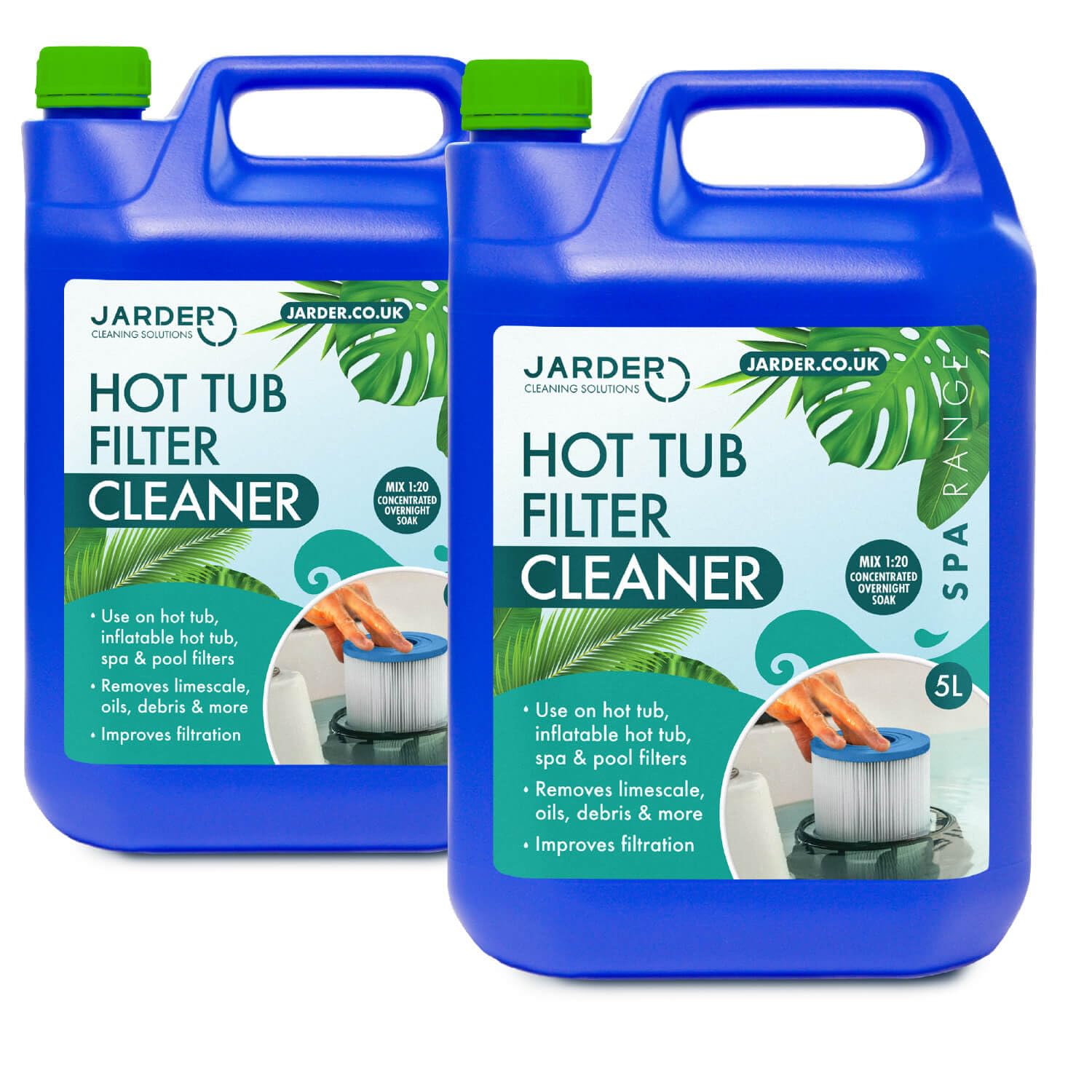 Jarder Hot Tub Filter Cleaner 10L - Improves Filtration and Performance - Overnight Soak - 20 Uses - Suitable for Pool Filters