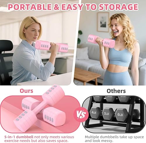 Miniatura 6 de Juego de mancuernas ajustables, total de 13.2 libras con cada 5 niveles de 2.2 libras, 3.3 libras, 4.4 libras, 5.5 libras y 6.6 libras, pesas