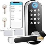 Keyless Entry Door Lock with Handle, Keypad Door Lock, Smart Locks for Front Doors, Fingerprint Biometric Lock, Keypad Entry Lock, Passcode Code Lock, Digital Smart Lock (Silver)