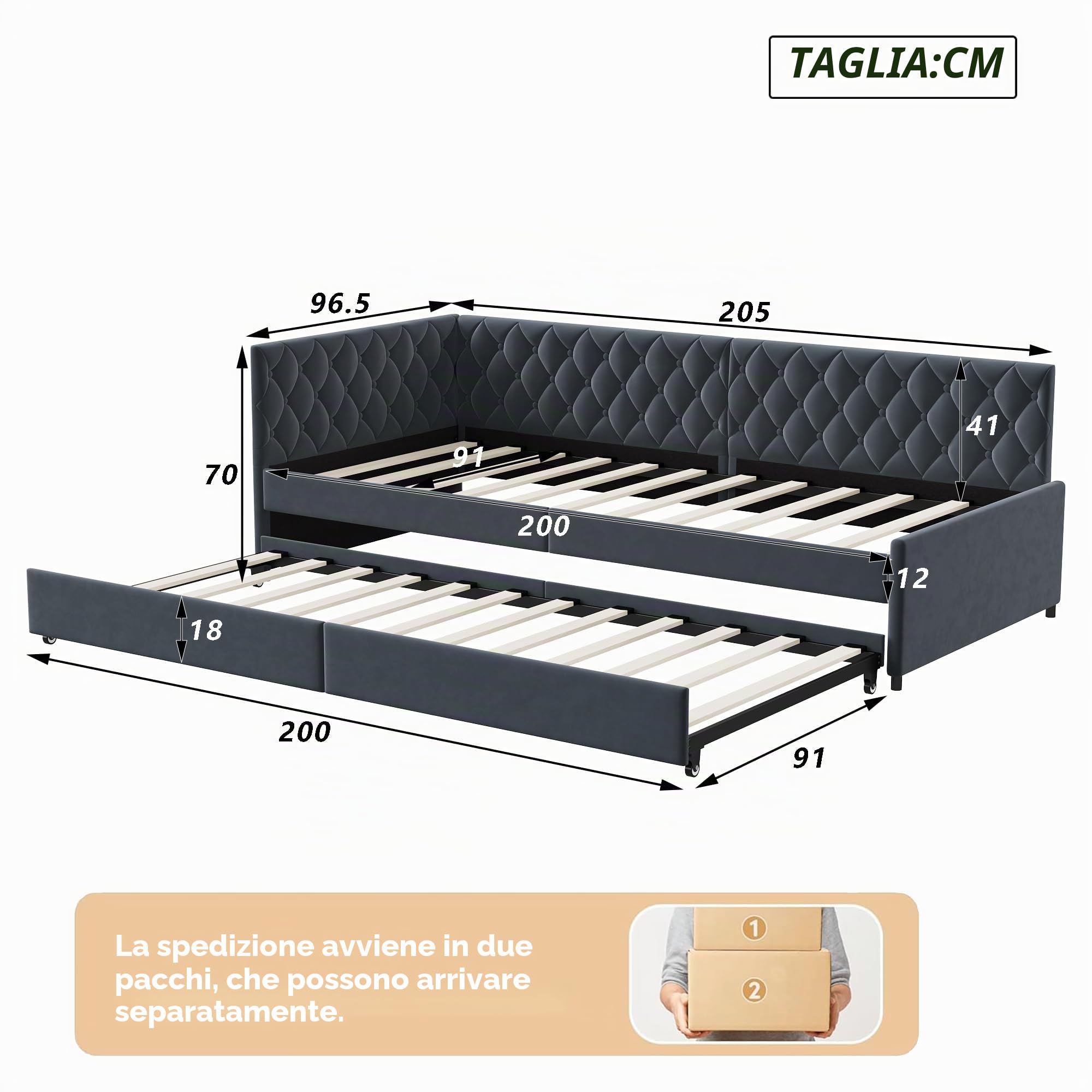 DADEA Divano Letto Convertibile 2 Posti, 90 x 200, Letto Divano con LettoEstraibile, LettoDivano Matrimoniale 180 X 200 perDivano Letto2 Posti Sofa Bed LettoDivano Estraibile