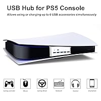 Vista 4 de EEEKit Hub USB de 5 puertos para PS5, PS5 USB de alta velocidad con 4 USB + 1 puerto de carga USB y 1 puerto tipo C, conector extensor USB Plug &