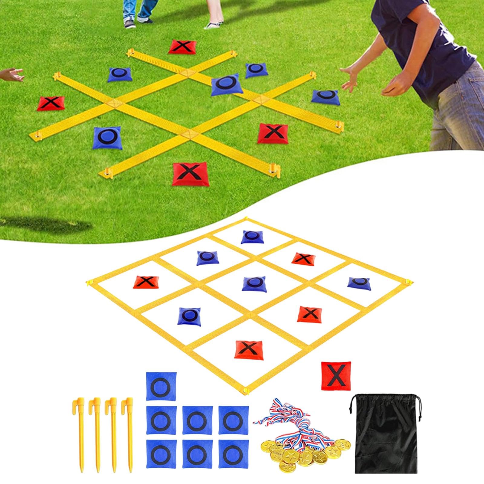 Tic Toe Spiel Outdoor Riesen Wurfspiel Set Sandbeutel Zielwurf Spielzeug Nylon für Kinder Erwachsene Eltern Kind Gemeinsames Spielen, Tic Tac Toe Blau