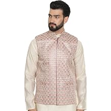Sojanya Since 1958 Men'S Premium Silk Multi Colored Embroidered Nehru Jacket