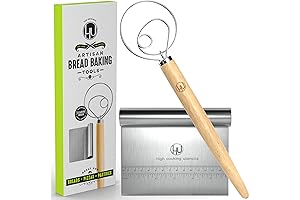 LHU Set of 2 Bread Making, Kneading Whisk and Bench Scraper