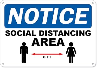 Notice Sign - Social Distancing Area | Plastic Sign | Protect Your Business, Municipality, Home & Colleagues | Made in the USA