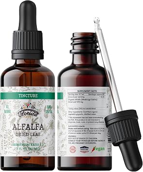 Alfalfa Tincture, Organic Alfalfa Extract Medicago Sativa Dried Leaf, Antioxidant Extract for Immune Support, Non-GMO in Cold-Pressed Organic Vegetable Glycerin 2 oz, 670 mg