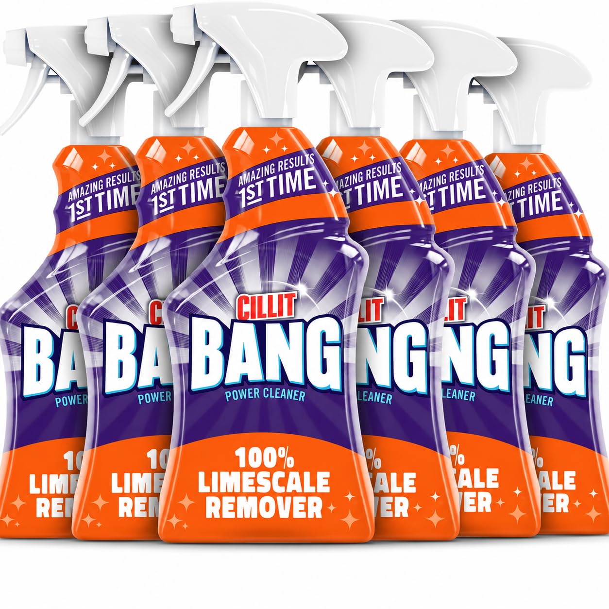 Cillit Bang 750ml Limescale Remover, 6 Pack, Fast Stain & Virus Eliminator, Disinfectant, Soap Scum & Rust Cleaner, Fresh Scent, Water & Dirt Repellent, Home Cleaning Formula.