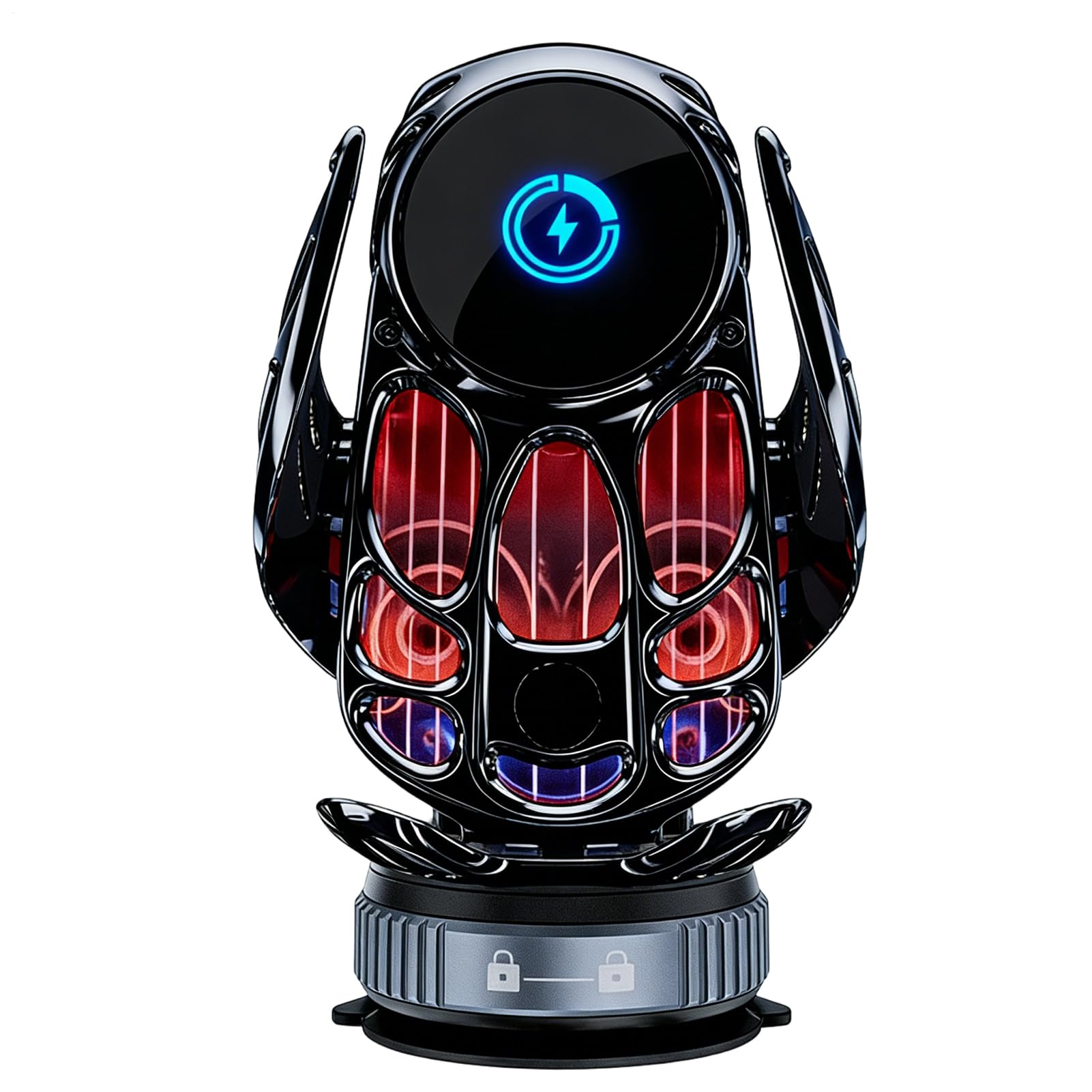 Soporte de teléfono automotriz con carga rápida de 15W y base resistente regulable 8
