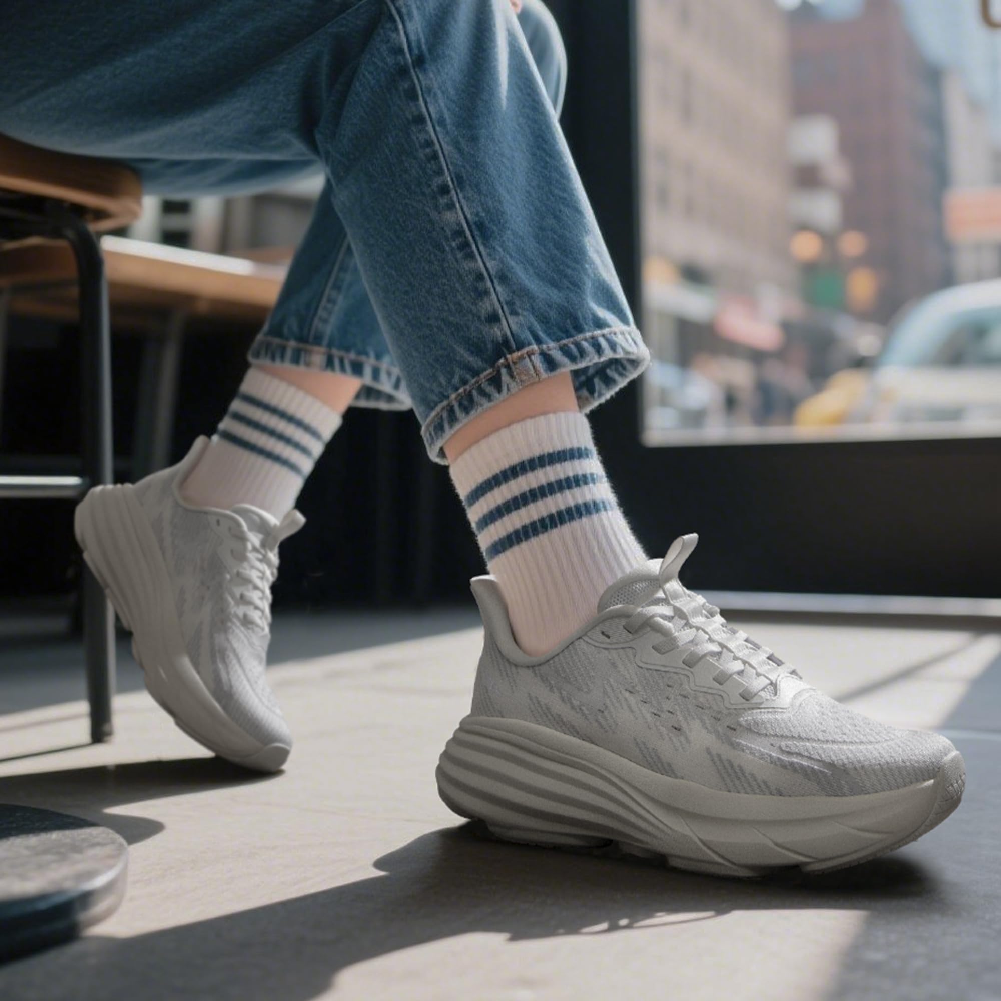ALLSWIFIT Damskie wsuwane buty do chodzenia bez użycia rąk poduszka bieganie tenis Swift pluszowe antypoślizgowe wygodne trening siłownia sportowe modne trampki, biały, 40 EU