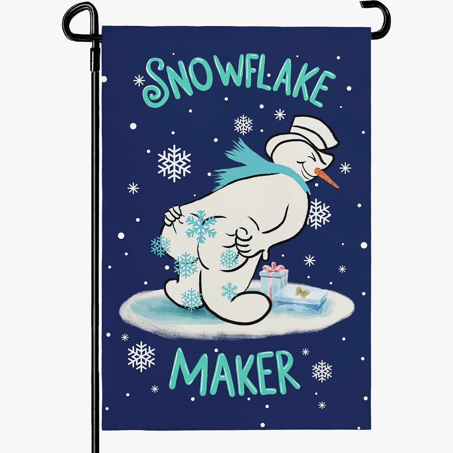 Winter Garden Flag Snowman Snowflake Maker Yard Flags Double Sided Christma Vertical Wall Banners Xmas Gift House Banner for Holiday Farmhouse Outdoor Decoration 12x18 Inch