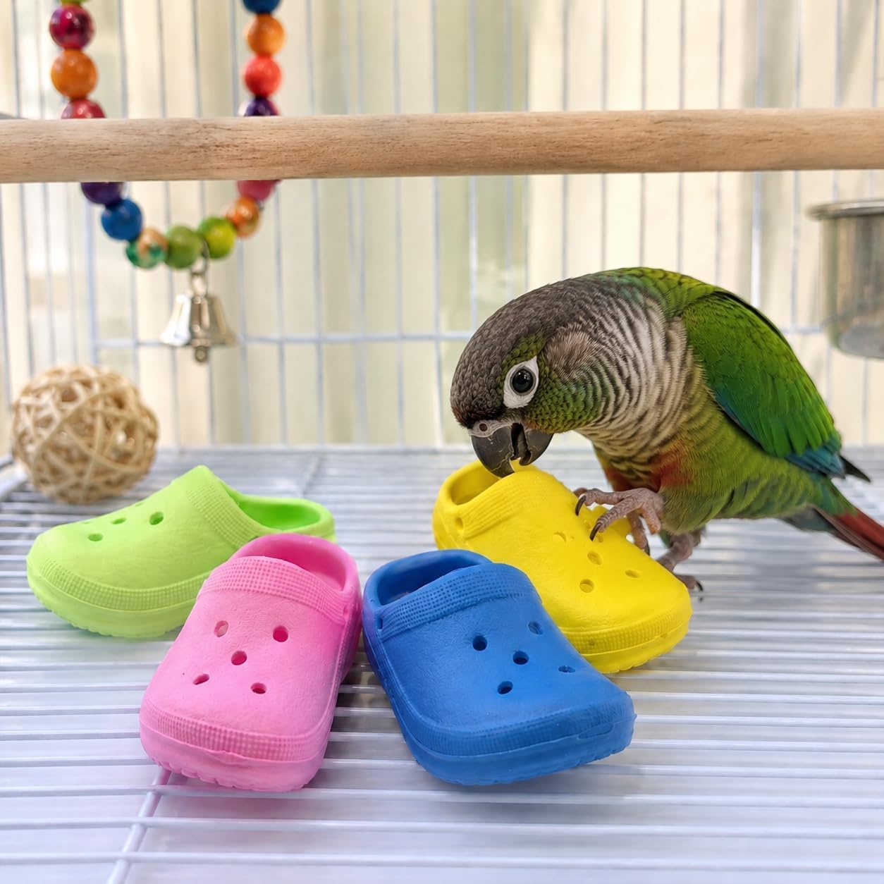 Bonka 2183 PK6 Mini Sandals 3" Soft Bird Foot Toys 6 Pack Chew Toy | Soft colorful foot toys with 5 attachment holes for DIY bird toy customization and enrichment