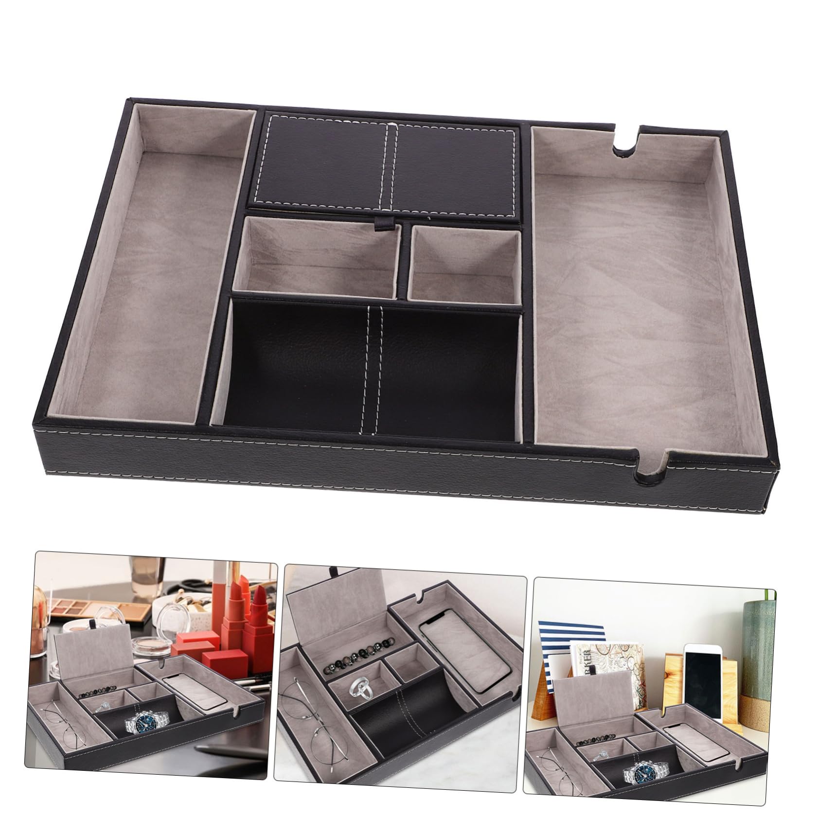 Alipis Boîte de Rangement pour Montres Multifonction en Pu Noir