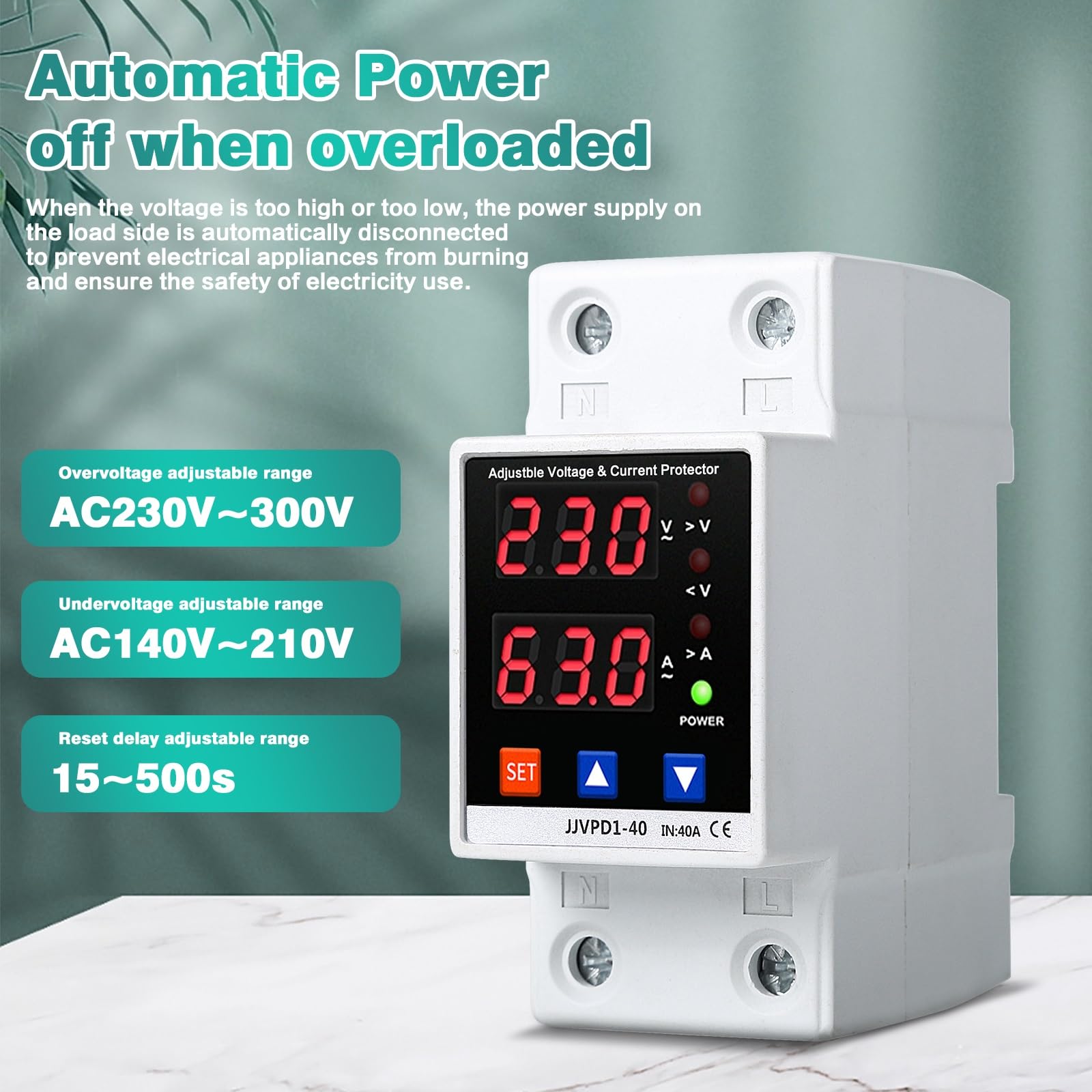 Protettore Sovratensione E Sottotensione 230V 100A | Relè Di Ripristino | Per Quadri Elettrici | Trifase - Foto 14