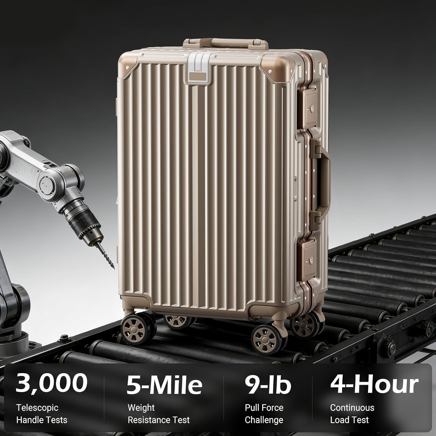 Carry on Luggage Aluminium Frame with Cup Holder, 20 Inch Zipperless Luggage with Spinner Wheels,Carry On Luggage 22x14x9 Airline Approved for Business Travel (Rose gold, 20inch)