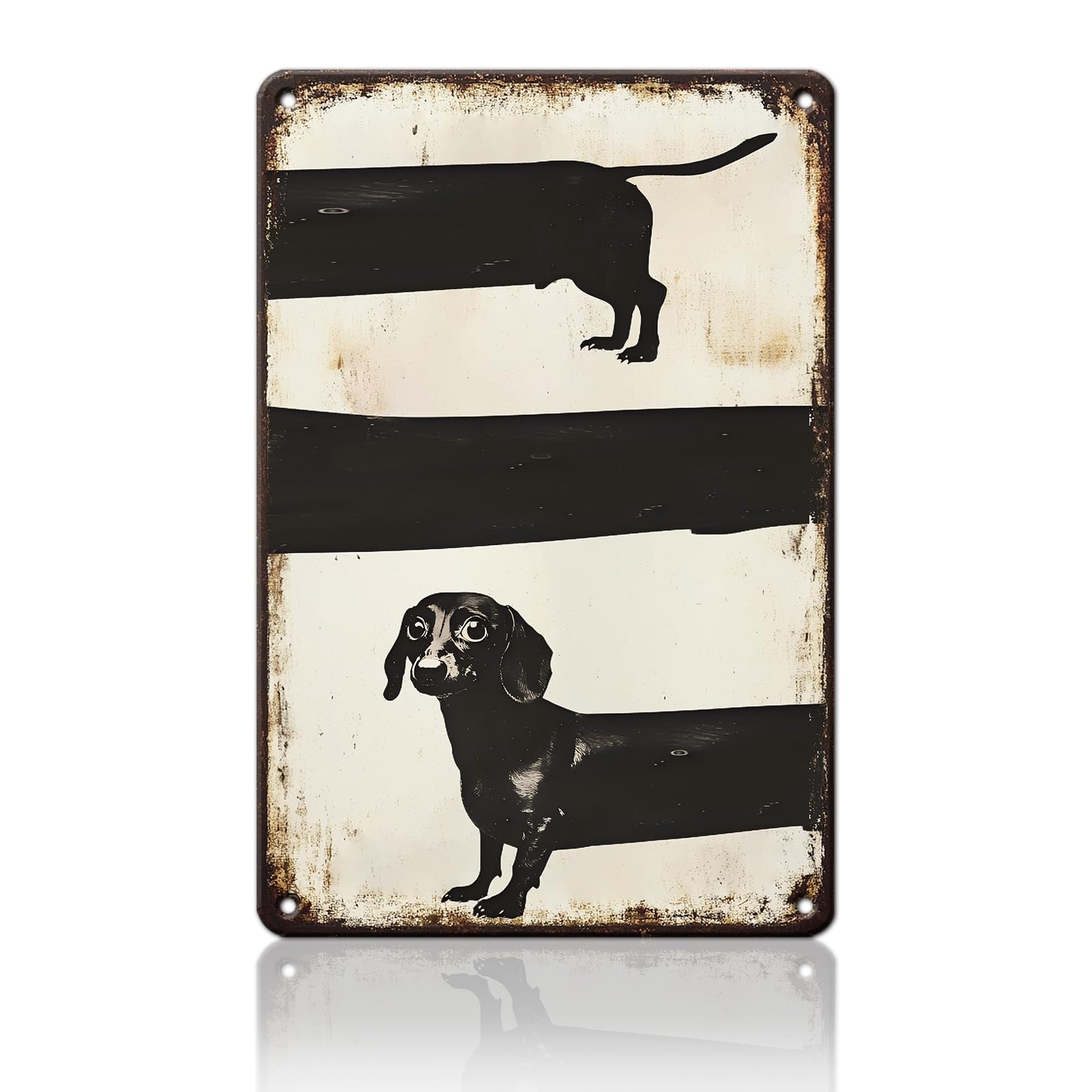 Anceky Dachshund Tin Sign Vintage Metal Sign Funny Wall Decor for Home Entryway Kitchen Yard Outside 12×16 Inch