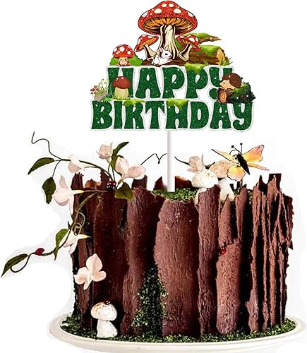 Miniatura 2 de Decoración para tartas de hongos para niños y niñas, decoración de fiesta de hongos de bosque, decoración para tartas de cumpleaños con purpurina