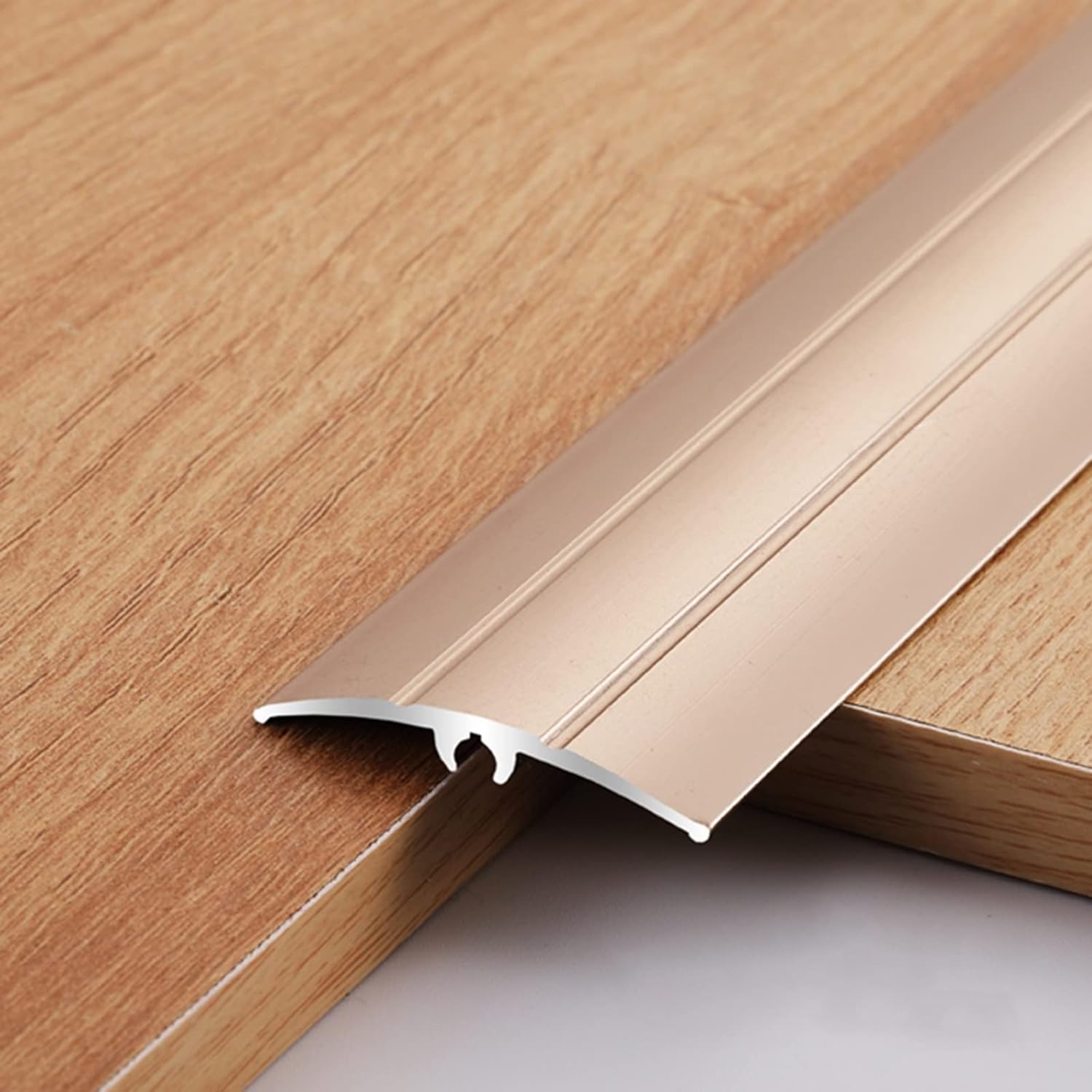 Flanged Seam Cover Transition Strip, Aluminum Edge Trim Strip, Safety Metal Door Floor Strip(Rose Gold)