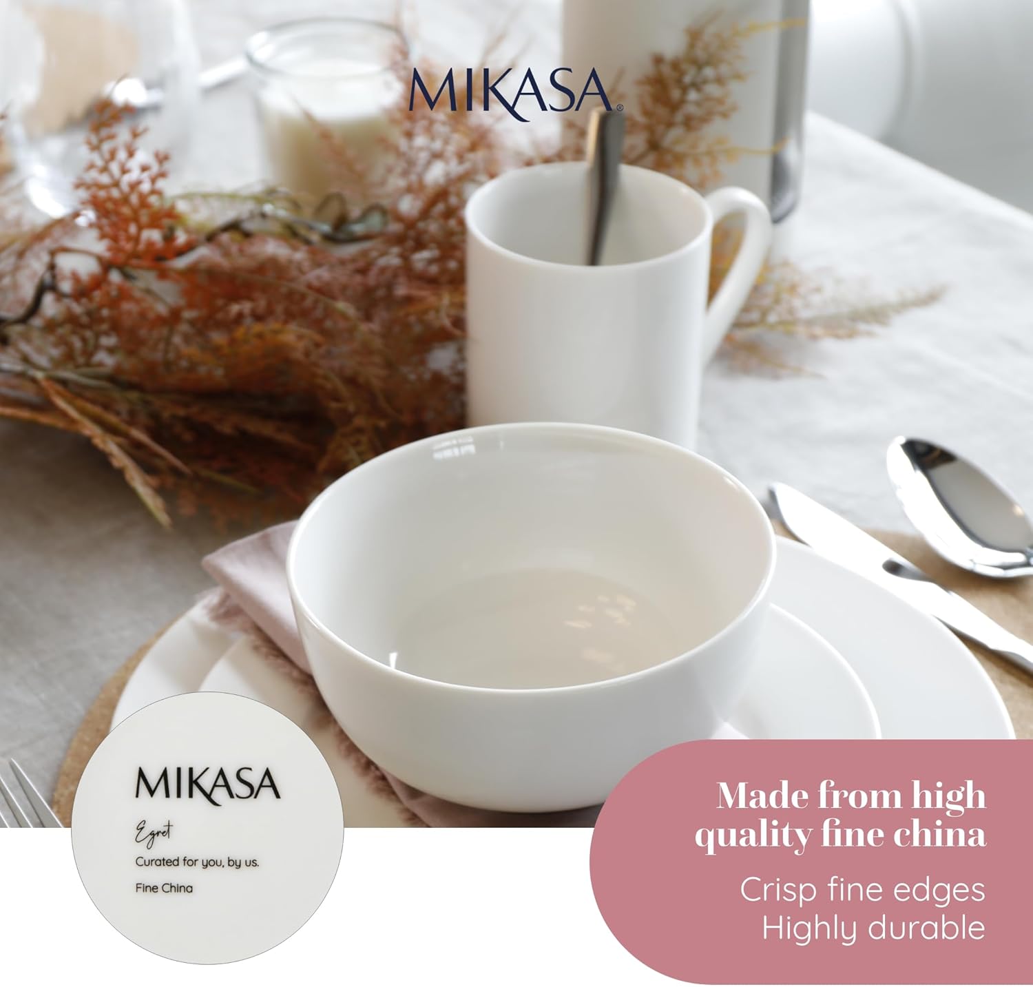 White China Mugs, Set of 4, 380ml, Mikasa