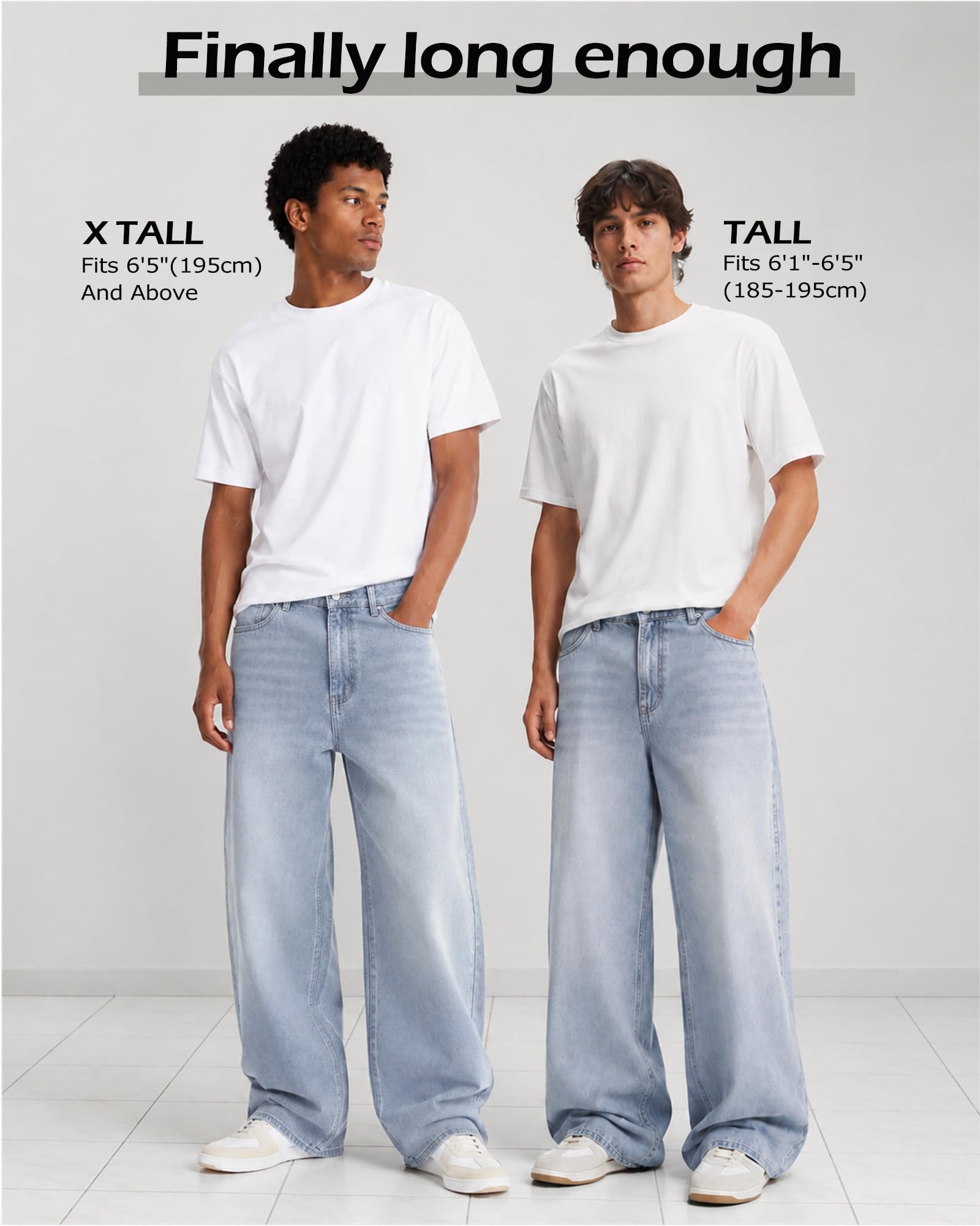Zylioo Baggy Jeans Pantalon en jean extra long pour homme