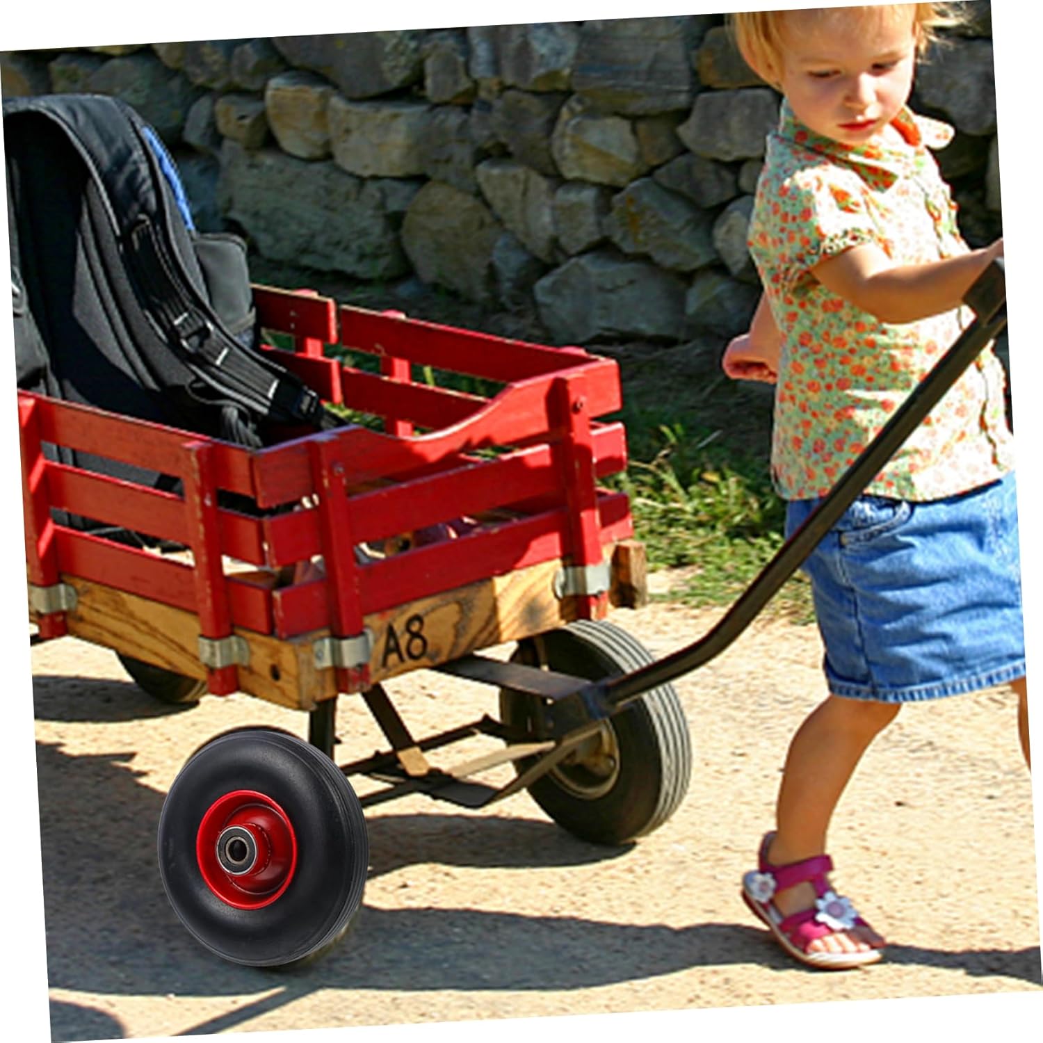 Boy Girl's Garden Cart Solid Rubber Tire Replacement Non-Pneumatic Silent Wheels for Garden Carts and Unicycles and Easy to Install