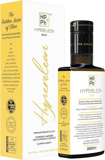 HYPERELEON GOLD | Premium, Organic, Extremely Rich in Plyphenols, Greek Extra Virgin Olive Oil 100% Pure & Natural | Bio &...