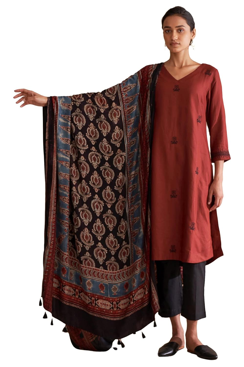 W for Woman W Folksong Multicoloured Ajrakh Print Drape - Review, Price and Buying Guide