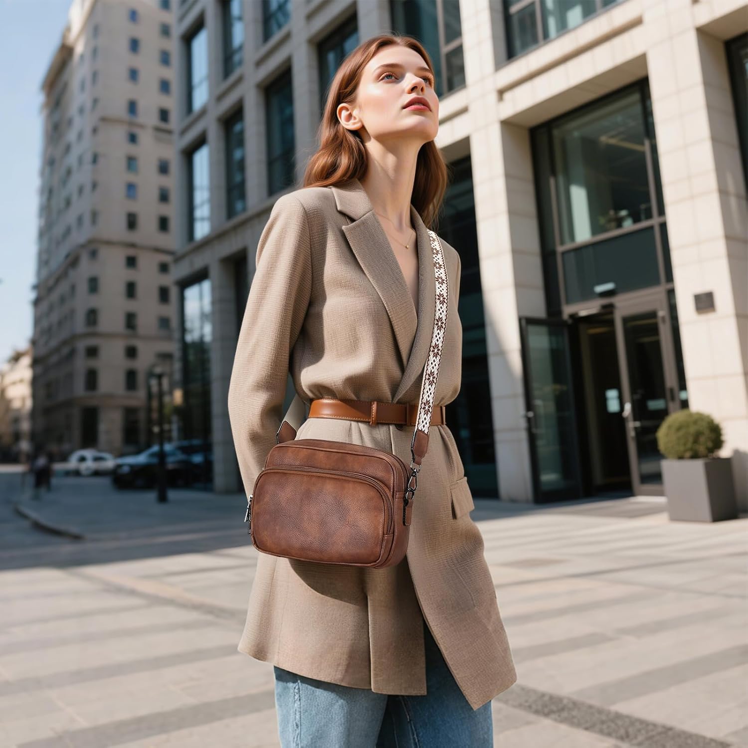 BAIGIO Crossbody Bags for Women Vegan Leather Purses Small Shoulder Handbags with Adjustable Wide Strap - Image 2