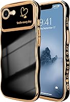 Vista 75 de LCHULLE Funda para iPhone Air para mujeres y niñas, lindo marco ondulado con forma rizada con patrón de corazón de amor, cubierta de protección