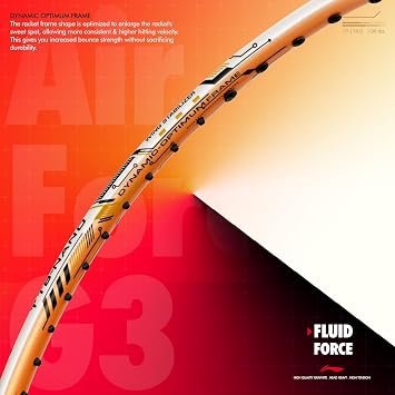 LI-NING Air - Force 78 G3 Strung Carbon Fibre Badminton Racquet (78G G6) (White/Orange/Black)