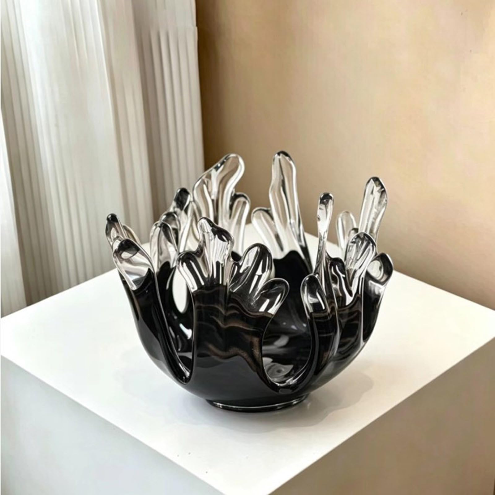 Soporte de cristal hecho a mano con diseño fluido contemporáneo artístico de ondas irregulares para joyas, decoración del hogar, centros de mesa de boda, decoración