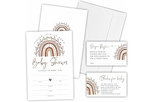 Boho Rainbow Baby Shower Invitations, Gender Reveal Favor and Supplies -A02