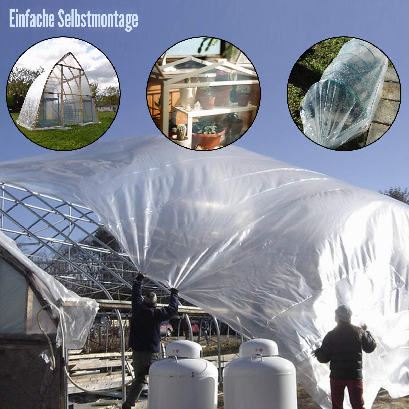 VEVOR Gewächshausfolie, 3,6 x 7,6 m, Polyethylenfolie, Gewächshaus, 0,15 mm, Industrieprojekte, Wohnbau, Mauerwerk, Landwirtschaft, Landschaftsbau, Schutzhülle