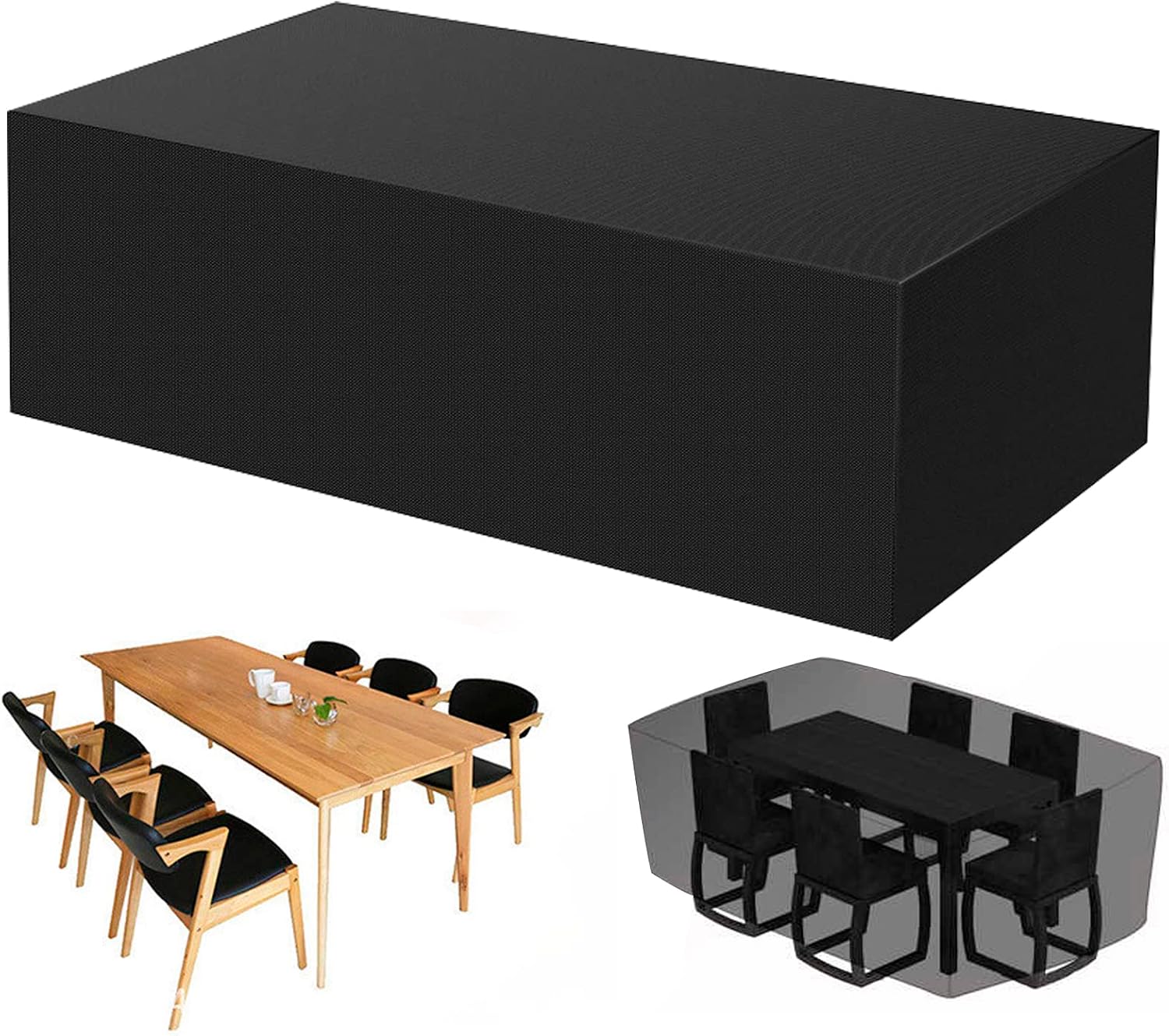 HUHJYUGE Cover for Outdoor Furniture Waterproof 420D 89" L x 46" W x 32" H, Table and Chair Set Cover, Patio Table Covers, Windproof, Dust-Proof, Anti-Uv Patio Furniture Protector Cover