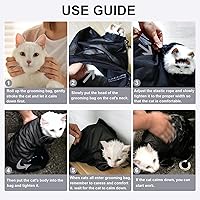 Vista 2 de ASOCEA Bolsa de baño para gatos, bolsa de malla ajustable para aseo de gatos, bolsa de ducha de sujeción transpirable, antimordidas y antiarañazos